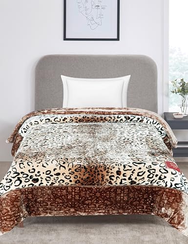 Image of Petals Dreams Blanket Single Bed for Heavy Winter,1100 GSM, 2 Ply, Cloudy Mink Blanket (170x230 cm) (Leopard 02)