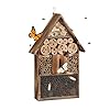 Relaxdays Insectenhotel, 50 cm groot, om op te hangen, bijenhotel en vlinderhuis, gebloemd hout, naturel