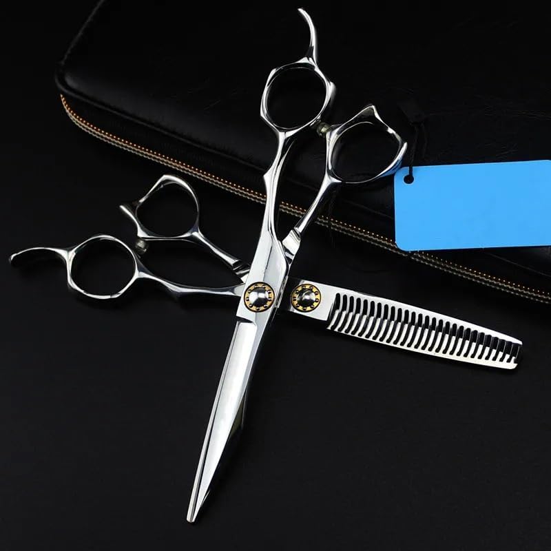 Professional 6 Inch Hair Cutting Scissors - Japan 440C Steel Barber Shears Set for Precision and Thinning