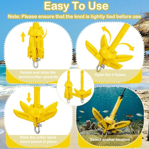 Image of Lounsweer 2 Pack 1.5 /3.5 lb Marine Kayak Anchor Kit Folding Grapnel Anchor Kit Boat Kayak Fishing Accessories for Small Boats Kayaks Canoe Paddle Boards