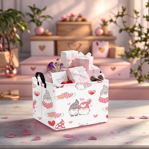 Image of Cute Heart Valentine's Day Basket Gifts Empty Storage Basket for Kid and Baby Room Decor (Dwarf Wings Love)