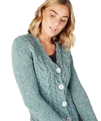 Irish Sweater Cardigan for Women's Aran Merino Wool Cardigan with Buttons Made in Ireland