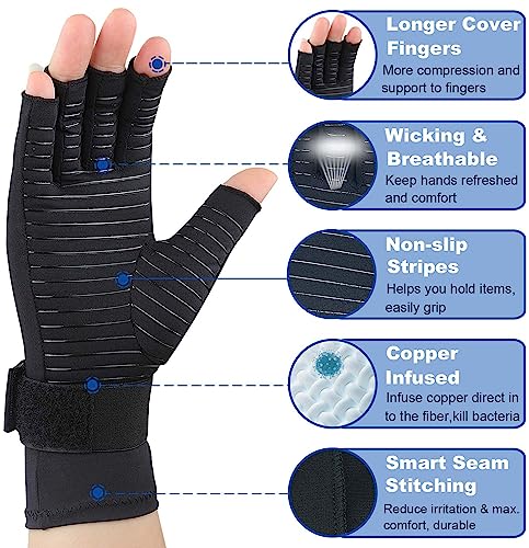 SHIFANQI 2 works Pack Copper Compression Gloves, Arthritis Gloves for Women & Men, Carpal Tunnel Gloves - Image 3