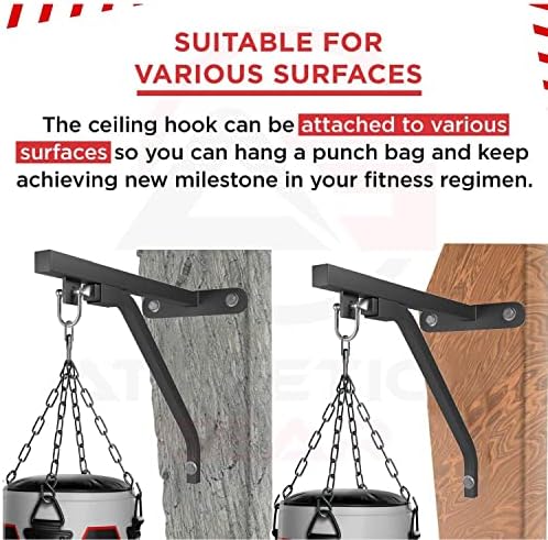 PUNCH BAG BRACKET by Athletics Gear |16-guage Heavy Duty with D-Shackle Swivel & Fixings