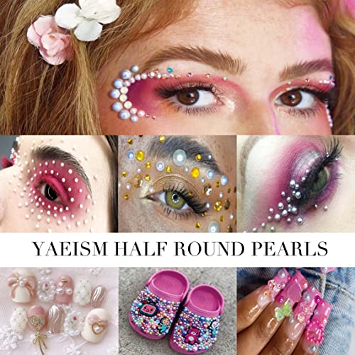 Pearls For Crafts, Yaeism 2000Pcs Flatback Pearls Rhinestone Multi Size Pearls For Nails With Pickup Pencil And Tweezer For Nail Art And Diy Decoration (White Ab) #TOP3