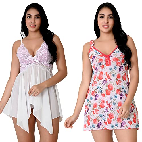 Image of Net Lace Women`s Babydoll Lingerie Dress for Honeymoon Night S-3XL