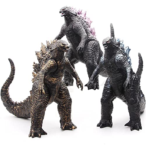 3 PCS Big Godzilla Figures King of The Monsters - Godzilla Figures Kings of The Monsters - 10" & 14" Head-to-Tail, Large Movable Joints Action Movie Series Soft Vinyl