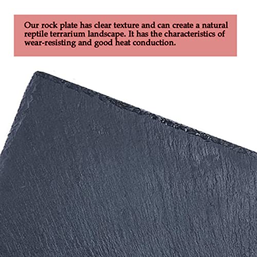 Yapthes Reptile Habitat Rock, Aquarium Slate Reptile Habitat Rock Tortoise Slate Reptile Basking Platform Feeding Dish Black S, Reptile Basking Platform #TOP6