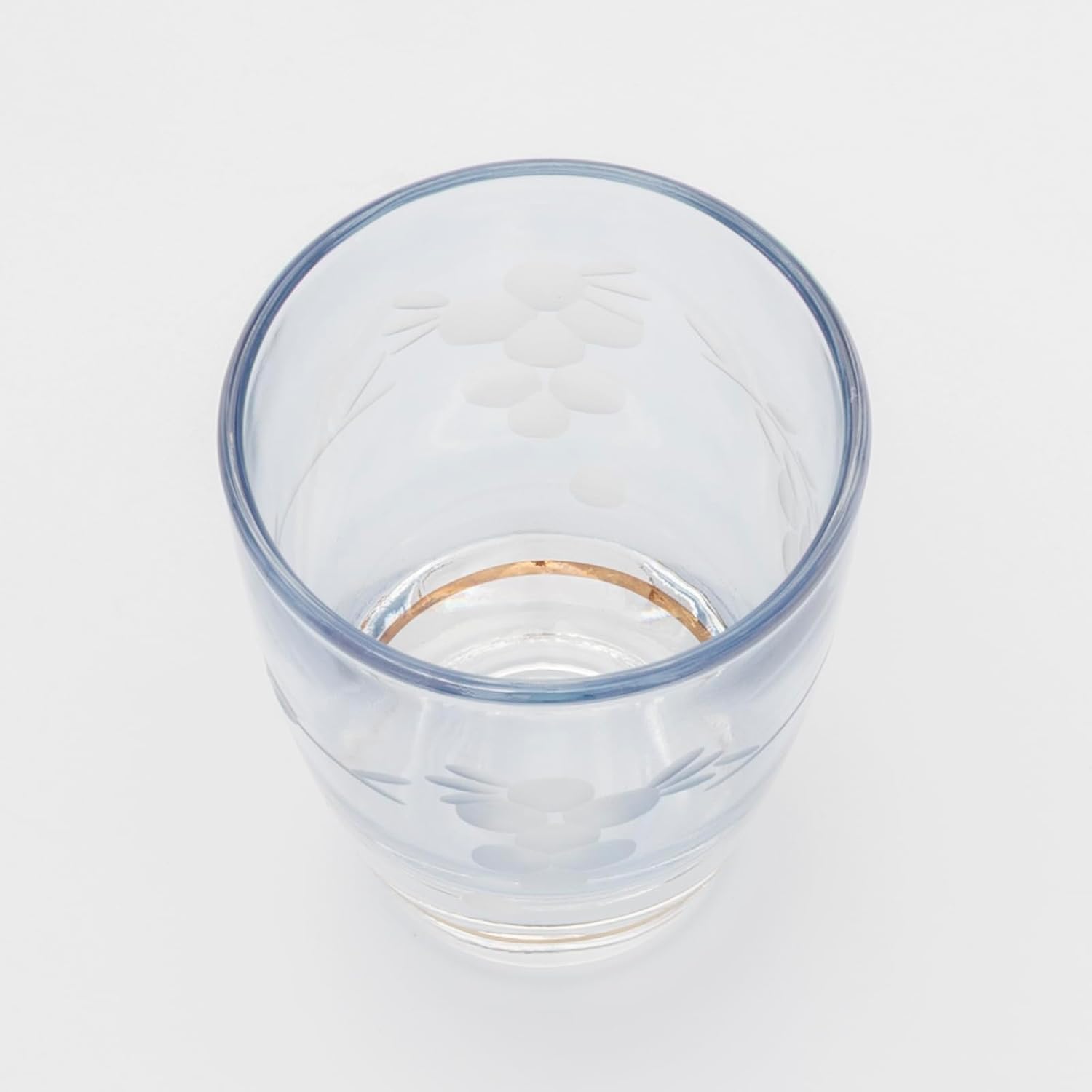 Otsuka Glass G-1-15-1BL-1P Shot Glass, Double Cold Sake Cup, Approx. 1.7 fl oz (50 ml), Natsume Shape, Flower Kiriko, Blue, Made in Japan