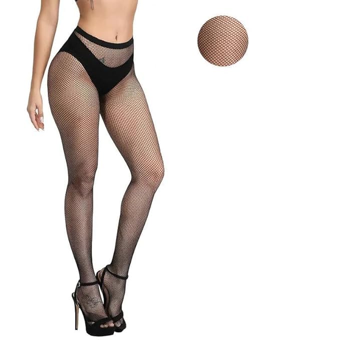 sunex High Waist Pantyhose Tights Fishnet Stockings Small and Medium Grid Net Style, Free Size for Women's & Girls Black-picture-15