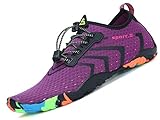 PASTAZA Zapatos de Agua para Buceo Snorkel Surf Piscina Playa Vela Mar Río Aqua Cycling Deportes Acuáticos Calzado de Natación Escarpines para Mujer,Morado 40