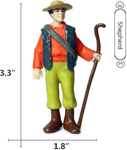 Miniatura 3 de KEYUM 5 figuras de granjero, pintadas a mano, juguetes realistas para niños y niños pequeños