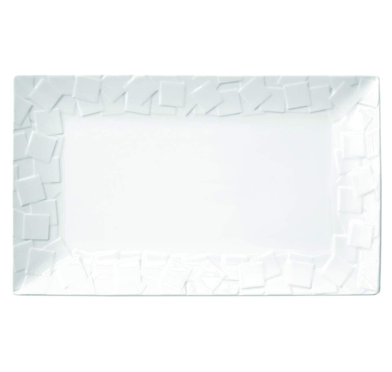 Visiodirect Lot de 4 Assiettes Plates Rectangle Mozaïk - 30 x 17cm