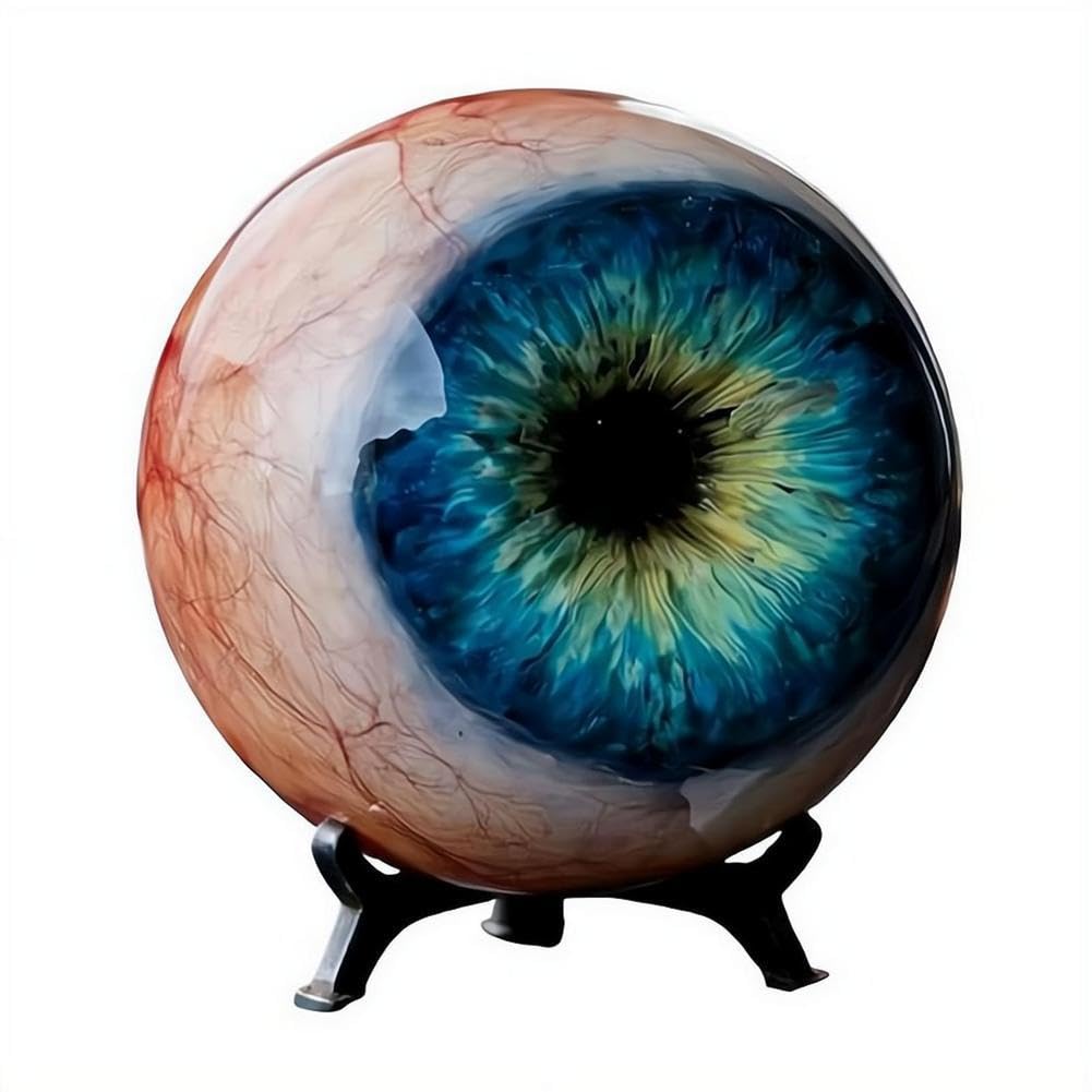 Hyper-Realistic Monster Eye Decor, Scary Realistic Eyeball Ornament, Dark Fantasy Artwork for Desk Bookshelf, Eerie Illusion, Unique Gothic Gift for Horror Fans (Blue)