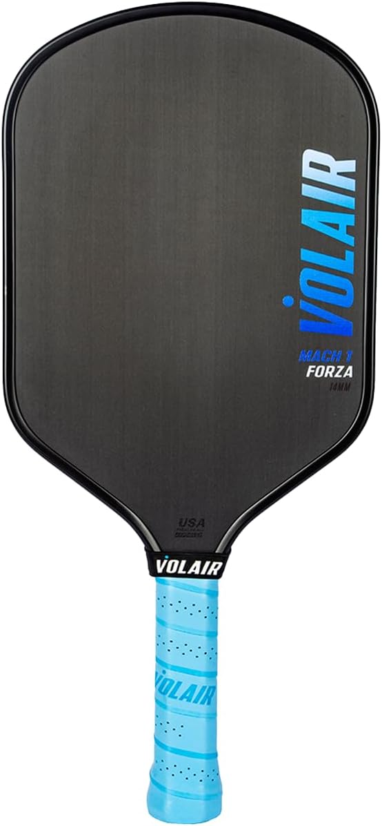 Volair Pickleball - Mach 1 Forza Paddle - for Spin, Control and Power - Toray T700 Carbon Fiber Surface - Thermoformed - Foam Injected w/Headcover, Eraser, Extra Black Grip
