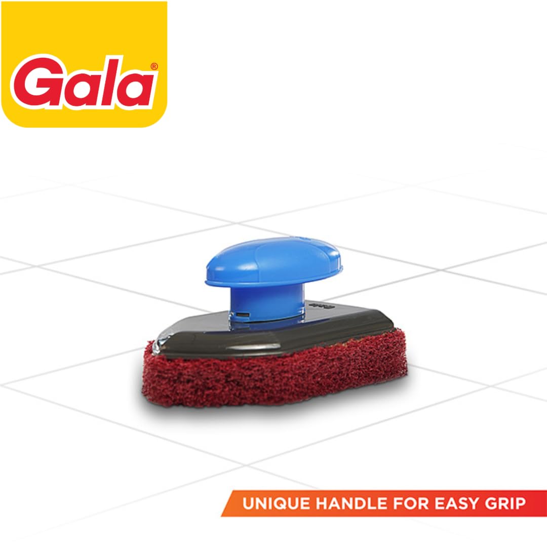 Gala Iron Bull Floor Scrub Pad, Bathroom Tile and Floor Cleaning Brush, 1 Piece with Plastic Handle 1