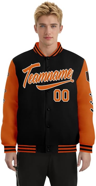 Customize Baseball Varsity Jacket Personalized Team Name & Number Retro College Bomber Jacket for Men Women