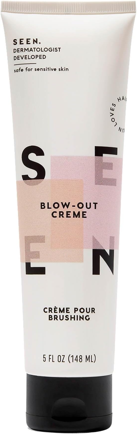 SEEN Blow-Out Creme - Non-Comedogenic & Sulfate-Free Blow Out Hair Cream- Reduces Frizz- Heat Protectant- Safe for Sensitive, Eczema & Acne Prone Skin