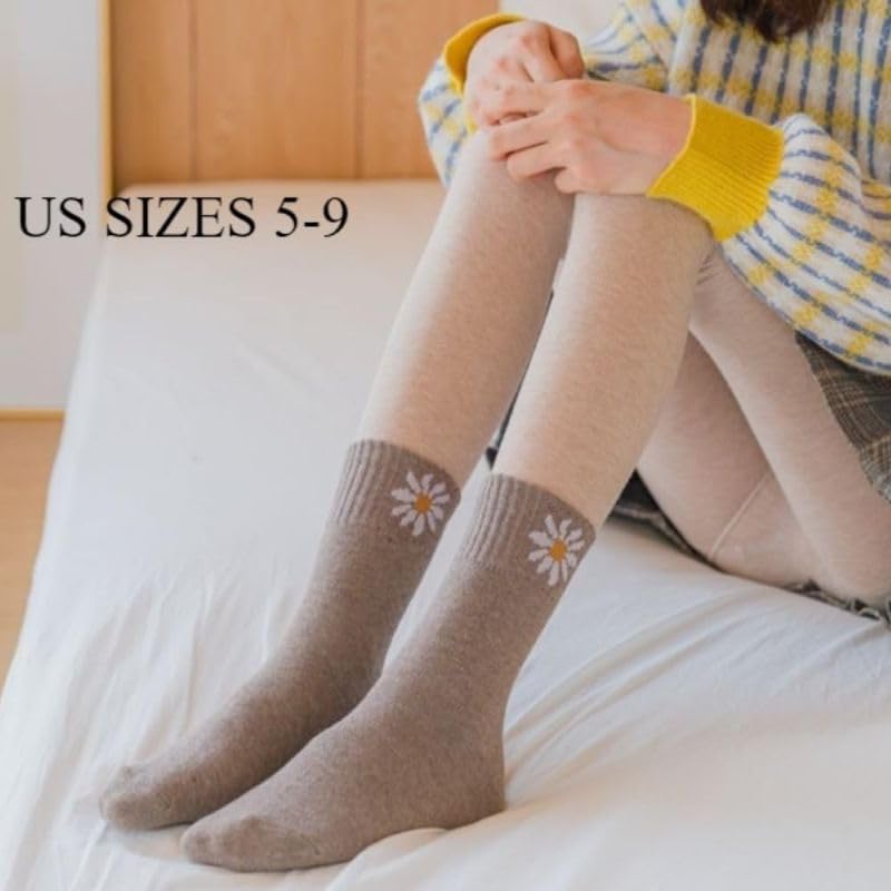 Image of Cute Daisy Socks for Women, Soft Novelty Crew Socks
