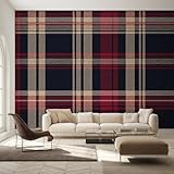 Generico Fotomurali Carta da Parati Tartan, Carta da Parati Camera da Letto Quadri Quadretti Buffalo Soggiorno Decorazioni Parete Tessuto Non Tessuto 200x140 W&51