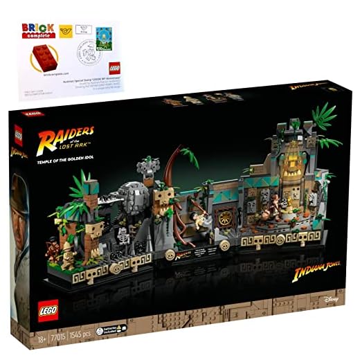 BRICKCOMPLETE Lego Indiana Jones Set: 77015 Templo de los ídolos dorados & 1 x FDC First Day Cover/carta de primer día con sello especial / 90 años Lego Edition