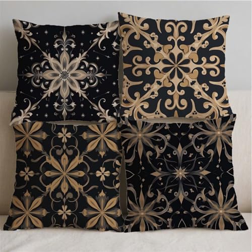 Housse de coussin extérieur aspect lin carré 40x40 avec impression double face - 3