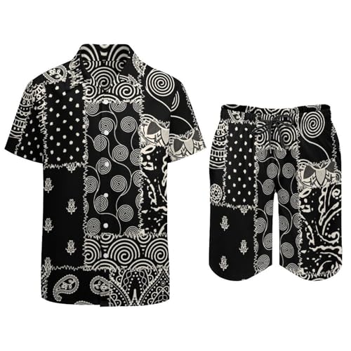 Ensemble 2 pièces imprimé patchwork cachemire pour homme décontracté - 4