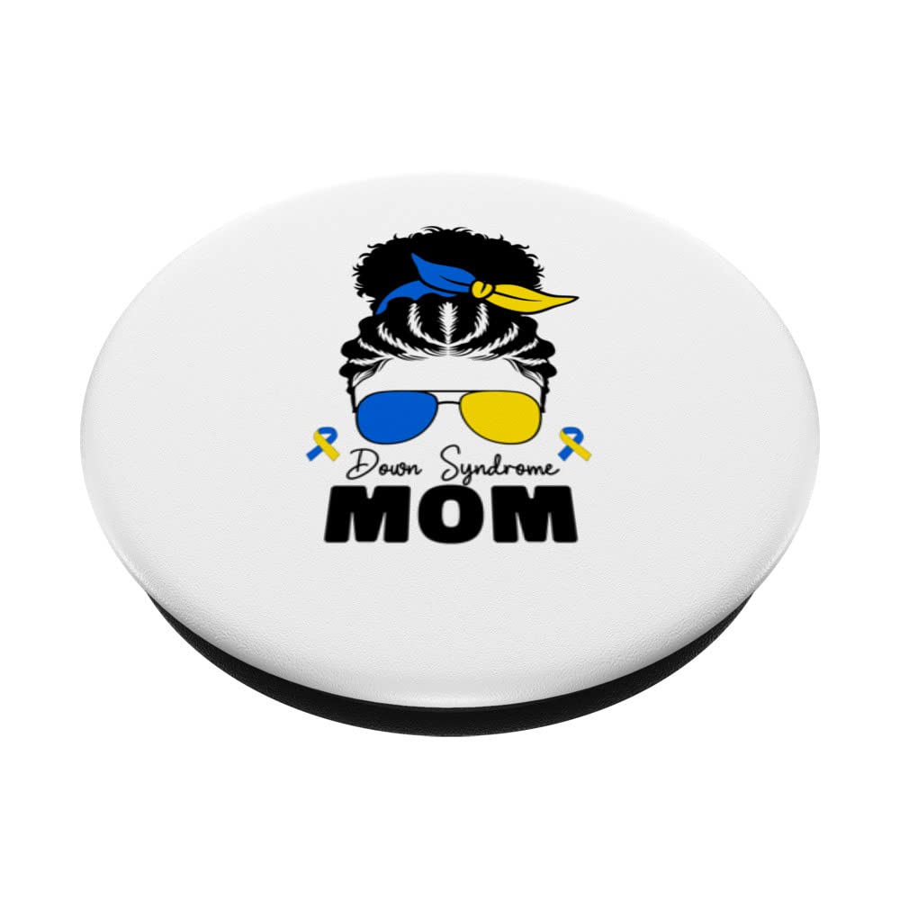 Down Syndrome Mom For Balck Women T21 Down Syndrom Awareness PopSockets Swappable PopGrip, Black - Image 2