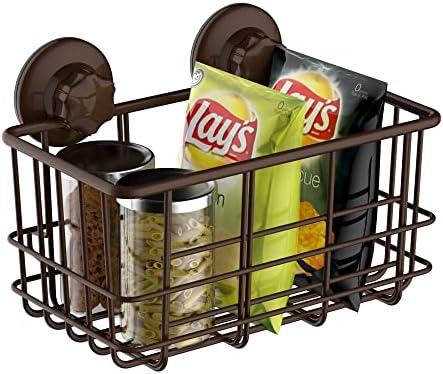 iPEGTOP 2 Pack Suction Cup Deep Shower Caddy Bath Wall Shelf for Large Shampoo Shower Gel Holder Bathroom Storage - Rustproof Stainless Steel, Bronze