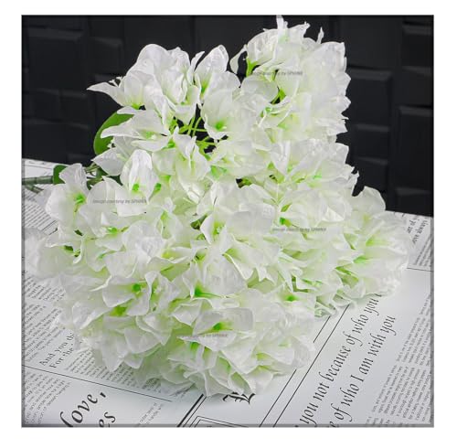 Image of SPHINX Artificial Bougainvillea 5 Heads Bunch Without Vase for Home Decor,Centerpieces, Christmas Decorations, Welcome Reception, Dinner Table decor Approx Height 50 cms- (1 Piece, White)