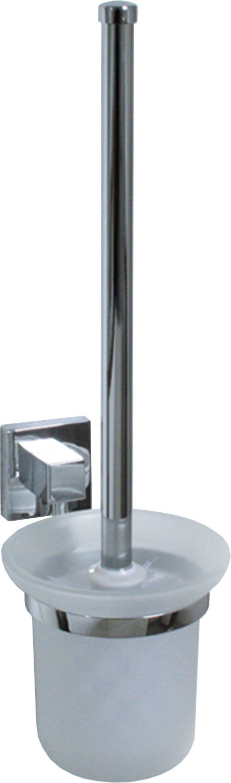 Fackelmann Toilettenbürste mit Halter MARE, WC-Garnitur, WC-Bürste mit verchromter Wandhalterung (Farbe: Silber/Milchig), Menge: 1 Stück