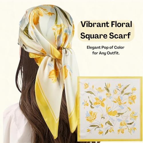 Image of Camellia Scarf for Women Stylish, Versatile Silky-Feel Satin Scarf for Women