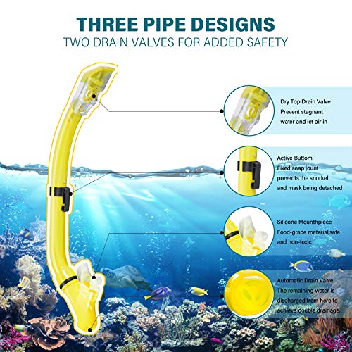 Image of Kids Snorkeling Set Children Mask Fin Snorkel Set Snorkeling Gear Snorkel Mask + Adjustable Swimming Kids Flippers+ Dry Snorkel Tube + Travel Bags