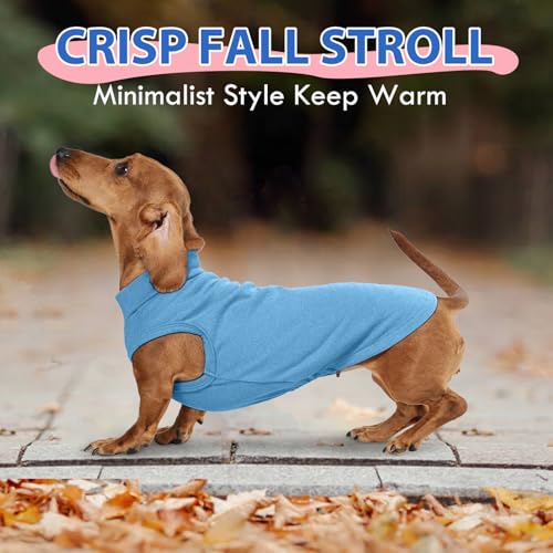 Image of Soft Fleece Dachshund Sweater for Cold Weather, Blue, XS | Warm Sleeveless Small Dog Clothes, Stylish Pullover Sweatshirt for Mini Dachshunds, Chihuahuas,Autumn Winter Outdoor Wear