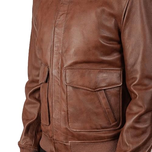 Men's Classic A2 Aviator WWII Flying Tiger Leather Jacket - Pilot Bomber Leather Jacket With Shirt Collar For Men 5