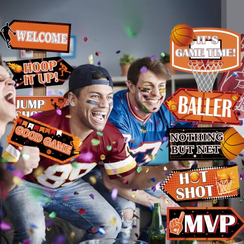 Image of 20 Pieces Basketball Party Decorations Basketball Party Sign Basketball Themed Party Directional Signs Welcome Sign for Basketball Party Supplies Boys Sports Birthday Party Decorations