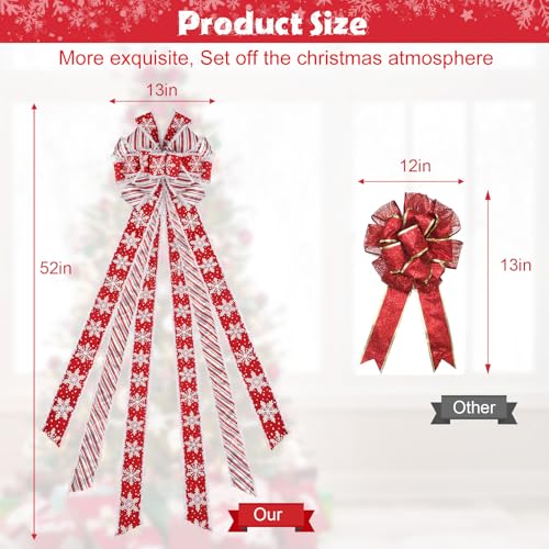 NT-NIETING-Valentines-Snowflake-Tree-Topper-Wreath-Bow-Large-Christmas-Bow-Tree-Toppers-Red-White-Stripe-Bow-for-Xmas-Ornament-Holiday-Home-Wedding-Thanksgiving-IndoorOutdoor-Decoration-52×13 NT NIETING Valentines Snowflake Tree Topper Wreath Bow Large Christmas Bow Tree Toppers Red White Stripe Bow for Xmas Ornament Holiday Home Wedding Thanksgiving IndoorOutdoor Decoration 52×13