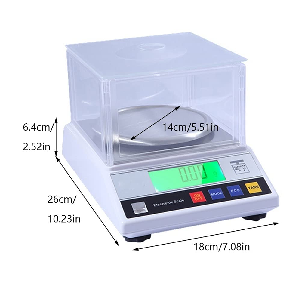 MRKU Bilancia da Laboratorio ad Alta precisione Bilancia Elettronica analitica Digitale da Laboratorio con paravento Peso di calibrazione da 0,01 g Batteria Ricaricabile