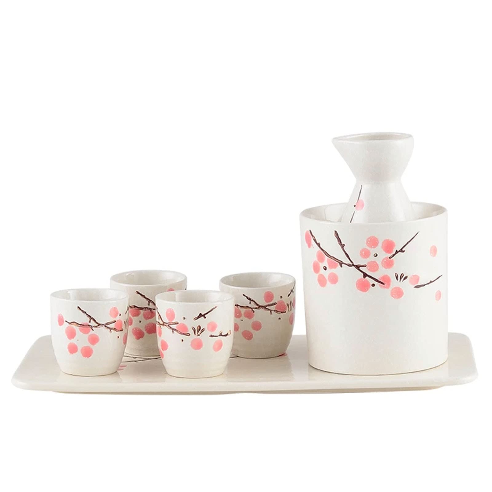 WYBL 7-Piece Japanese Sake Set for Hot or Cold Sake， Durable Japanese Sake Ceramic Set 0818