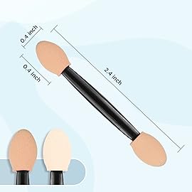 MORGLES 150Pcs Sponge Eyeshadow Applicators, Double Sided Eyeshadow Brush with Box, Black Makeup Applicators