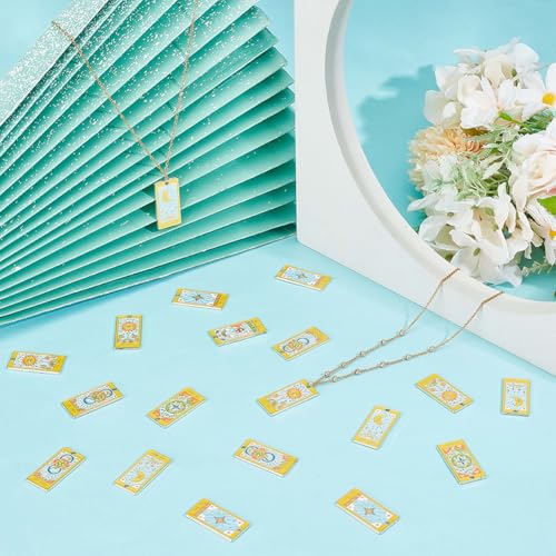 Breloques de Tarot en émail rectangle jaune doré SUNNYCLUE pour création de bijoux - 5