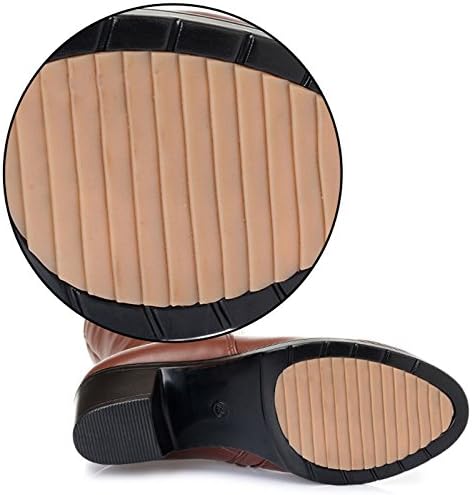 Duberess Women's Wool Lined Warm Winter Anti Slip Zip Chunky Heel Fashion Classic Mid-calf Boots - Image 6