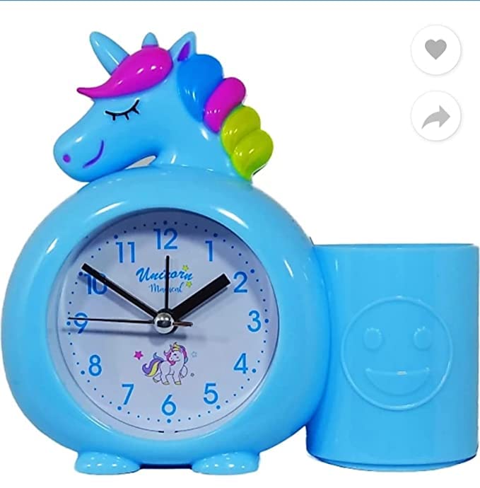Taufa Villa Unicorn Alarm Table Clock with Pen/Pencil Stand for Kids Table Clock for Kids