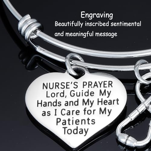 Kivosliviz Nurse Prayer Gifts Bracelet for Women Female Nursing Charm Christmas Bangle for Nurses Nurse Prayer Bracelet3