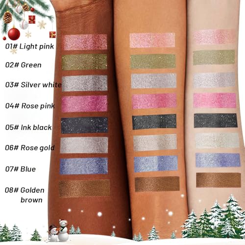 Image of WanTuoluo Sparkly Eyeshadow Palette for Women, Single Monochrome Eye Shadow Makeup, Shiny Pressed Cream Powder, Blendable Natural sombras para ojos, Holographic,Vegan,Travel (03-Glitter-Silver White)