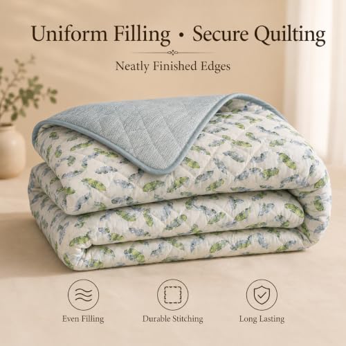 Image of Signature Reversible AC Comforter Set 350 GSM,Soft Microfibre King Size Quilt Blanket for Winter (Mint Meadow, Double Bed)