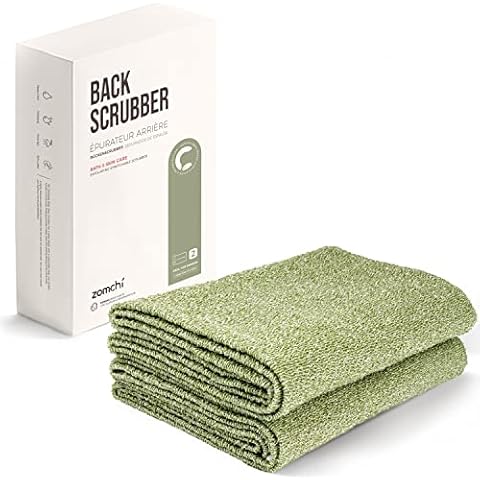 Zomchi Exfoliating Back Scrubber, Body Exfoliator Deeper Clean & Invigorate Your Skin Back Washer for Shower, Body Scrubbers for Use in Shower to Exfoliate and Cleanse Skin (Grayish Chartreuse Green) Cover