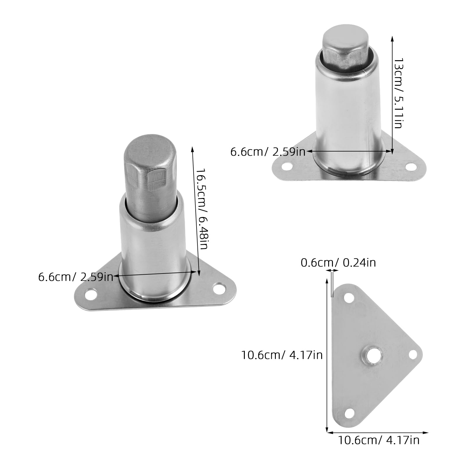 HOMSFOU Patas Ajustables de Acero Inoxidable 304, Soporte de 15 Cm con Perno de 1,6 Cm, Altura Regulable de 12,7 a 16,5 Cm para Estufas y Muebles, Juego de 2 Patas con Placa Triangular