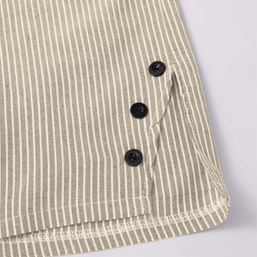 Stripe Cotton Linen Capri Pants Casual 2025 Summer Drawstring Elastic High Waist Straight Plus Size Pants4