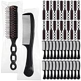 SiliFine 96 Pcs Bulk Hair Brush Combs for Homeless Individually Wrapped Hair Brush and Comb Set for Women Hotel Nursing Charity Travel(Black)